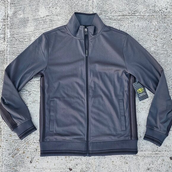 Athletic Works Men Track Jacket Charcoal Black Zip Up Tricot Size S 34-36 NWT - Picture 4 of 12